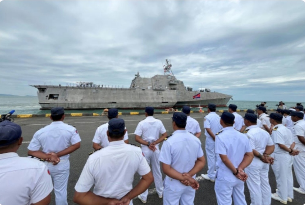 USS Savannah docks in Cambodian base